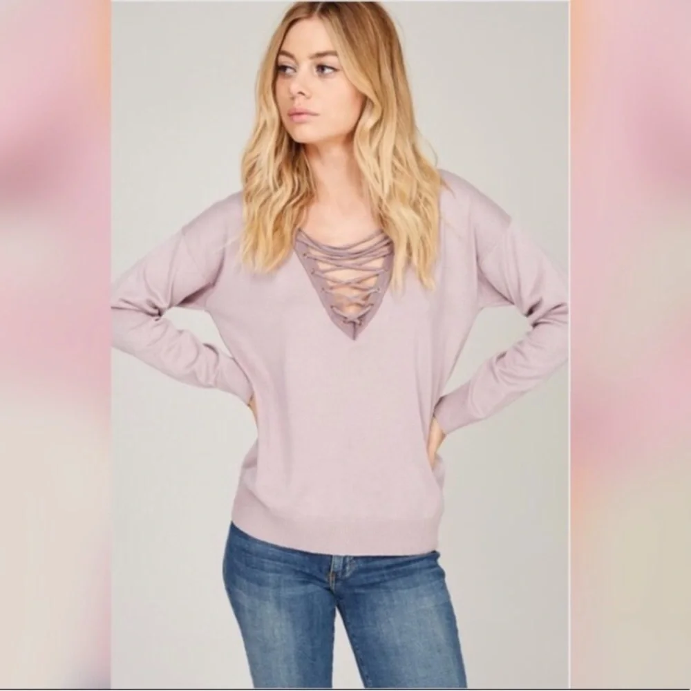 Lace up pullover sweater